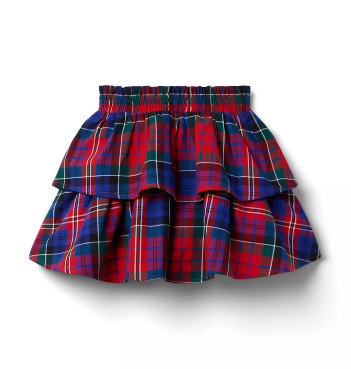 JANIE & JACK NIÑA FALDA TARTAN TIERED RED