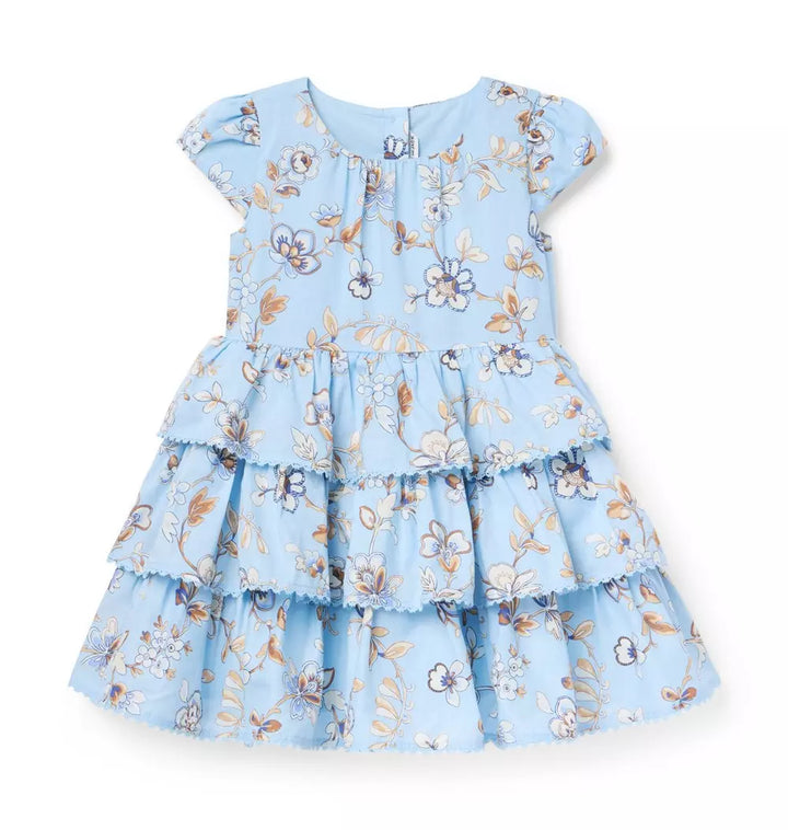 JANIE & JACK NIÑA VESTIDO FLORAL TIERED BLUE