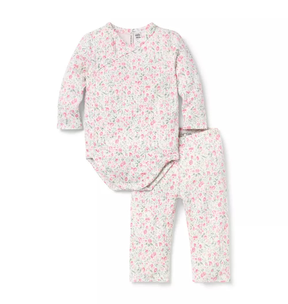 JANIE & JACK BEBE NIÑO CONJ DE PANTALON FLORAL PINK