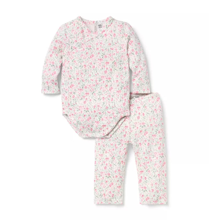 JANIE & JACK BEBE NIÑO CONJ DE PANTALON FLORAL PINK