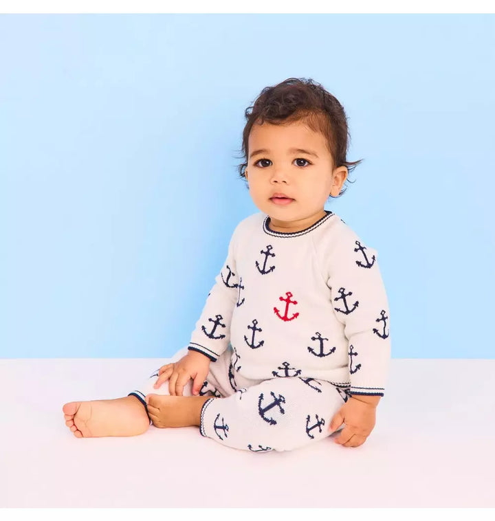 JANIE & JACK BEBE NIÑO TSHIRT ANCHOR WHITE