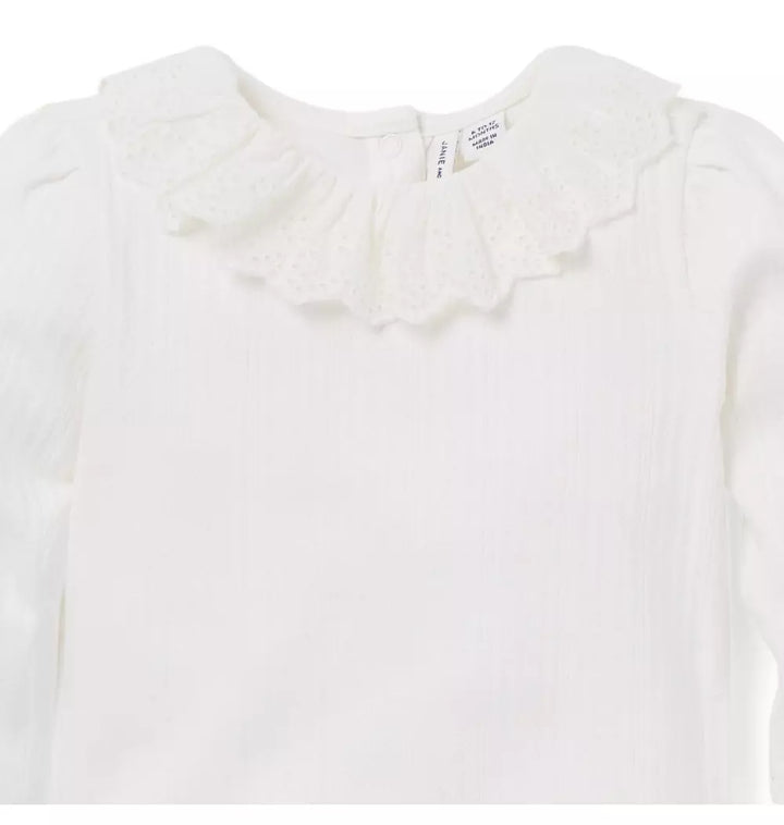 JANIE & JACK BEBE NIÑA BODY EYELET RUFFLE COLLAR M/L PINK