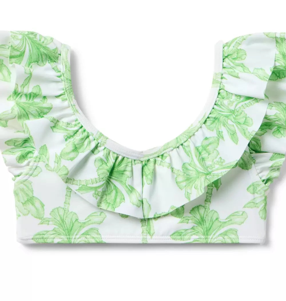 JANIE & JACK NIÑA VESTIDO DE BAÑO PALM RUFFLE GREEN