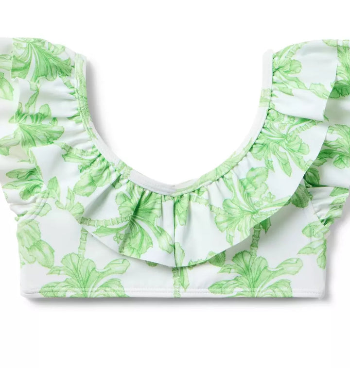 JANIE & JACK NIÑA VESTIDO DE BAÑO PALM RUFFLE GREEN