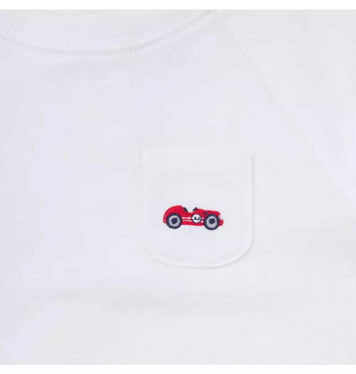 JANIE & JACK BEBE NIÑO BODY RACE CAR ICON TERRY SHAWL M/L WHITE