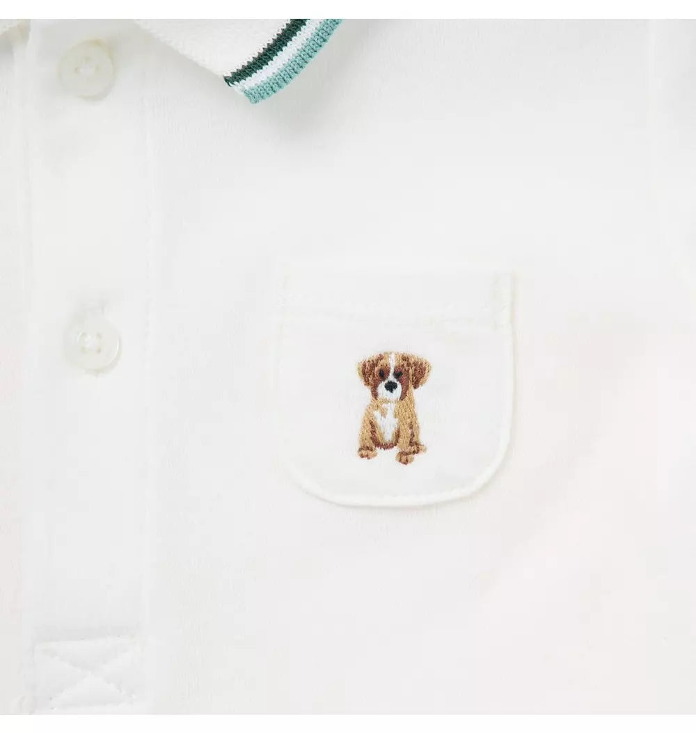 JANIE & JACK BEBE NIÑO POLO DOG ICON WHITE