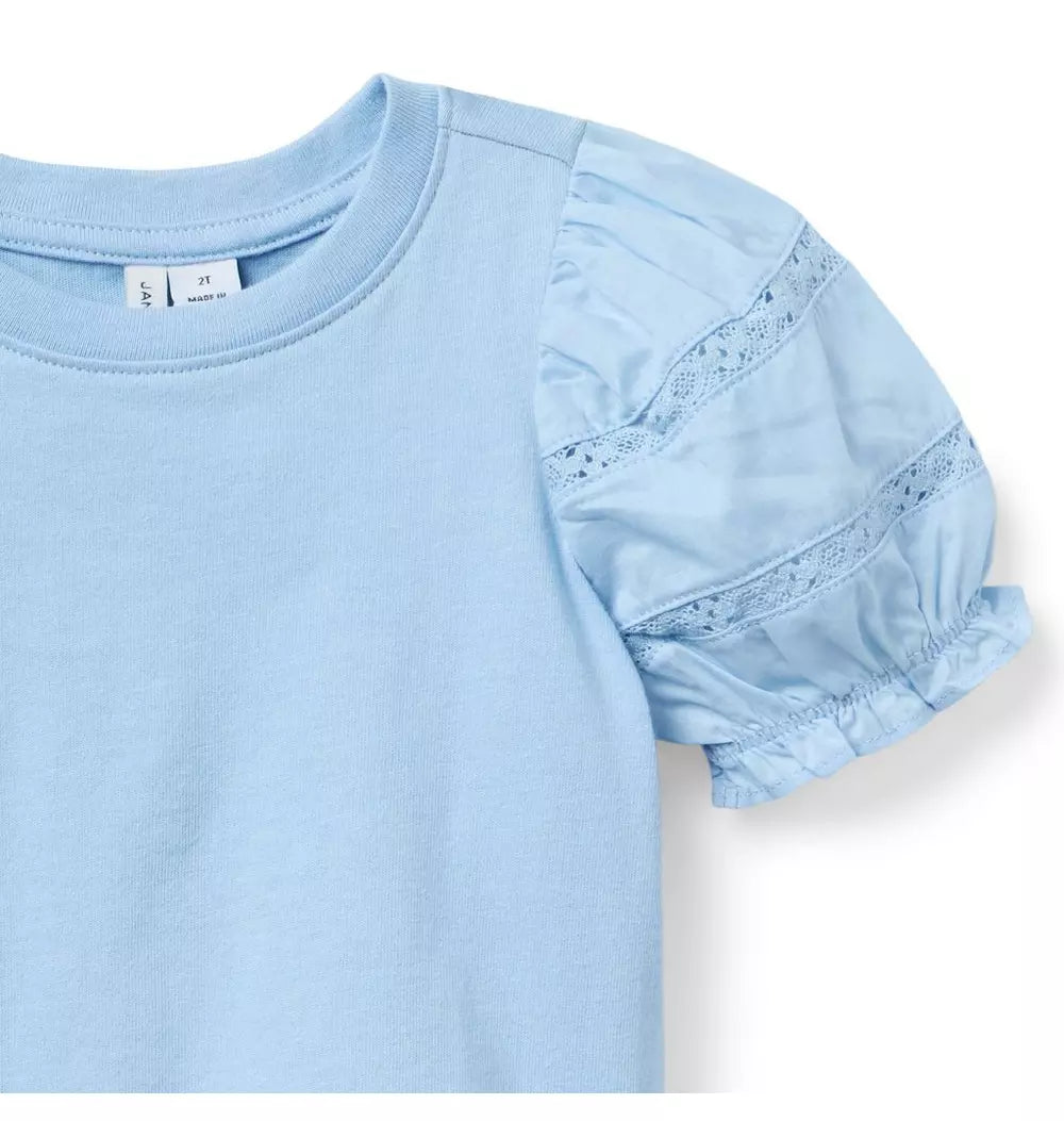 JANIE & JACK NIÑA TSHIRT LACE PUFF M/C BLUE