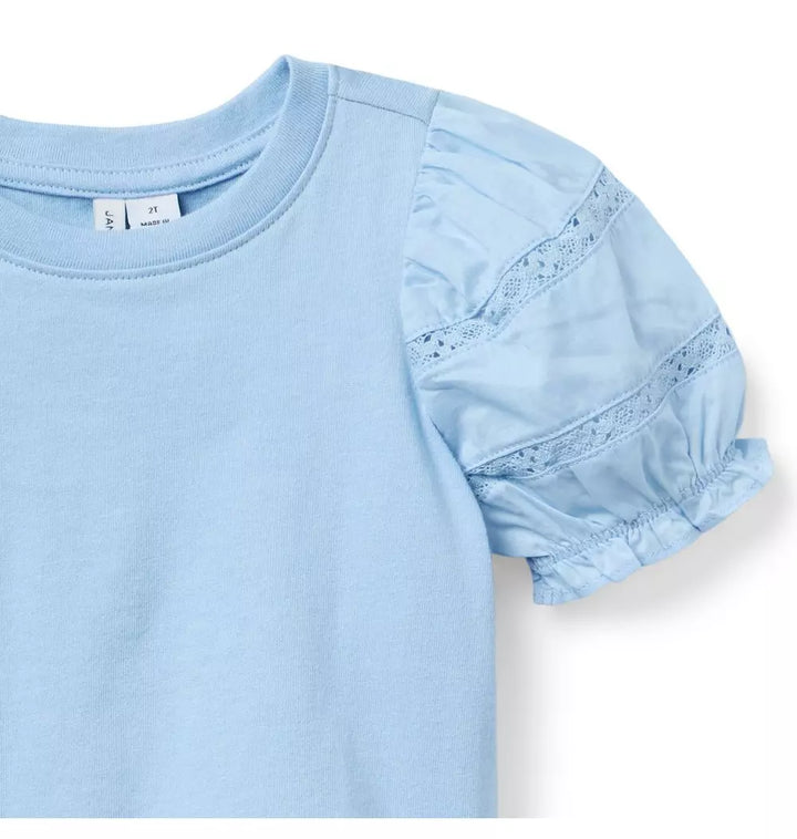 JANIE & JACK NIÑA TSHIRT LACE PUFF M/C BLUE