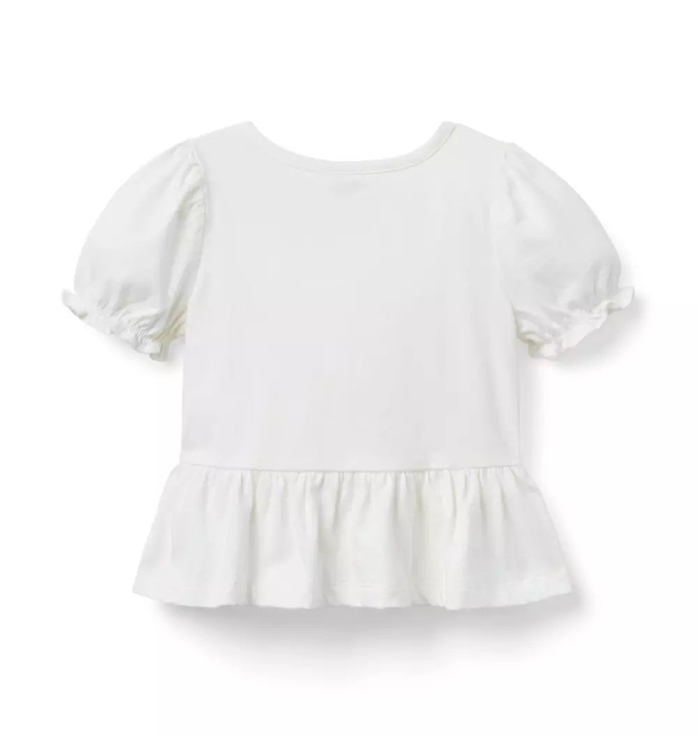 JANIE & JACK NIÑA BLUSA BOW PEPLUM M/C WHITE