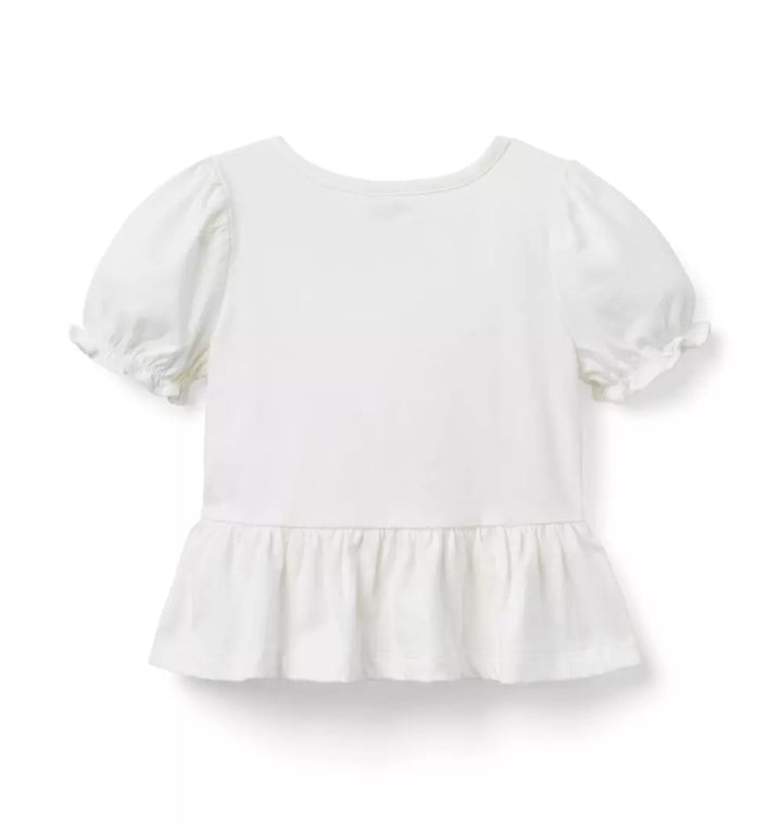 JANIE & JACK NIÑA BLUSA BOW PEPLUM M/C WHITE