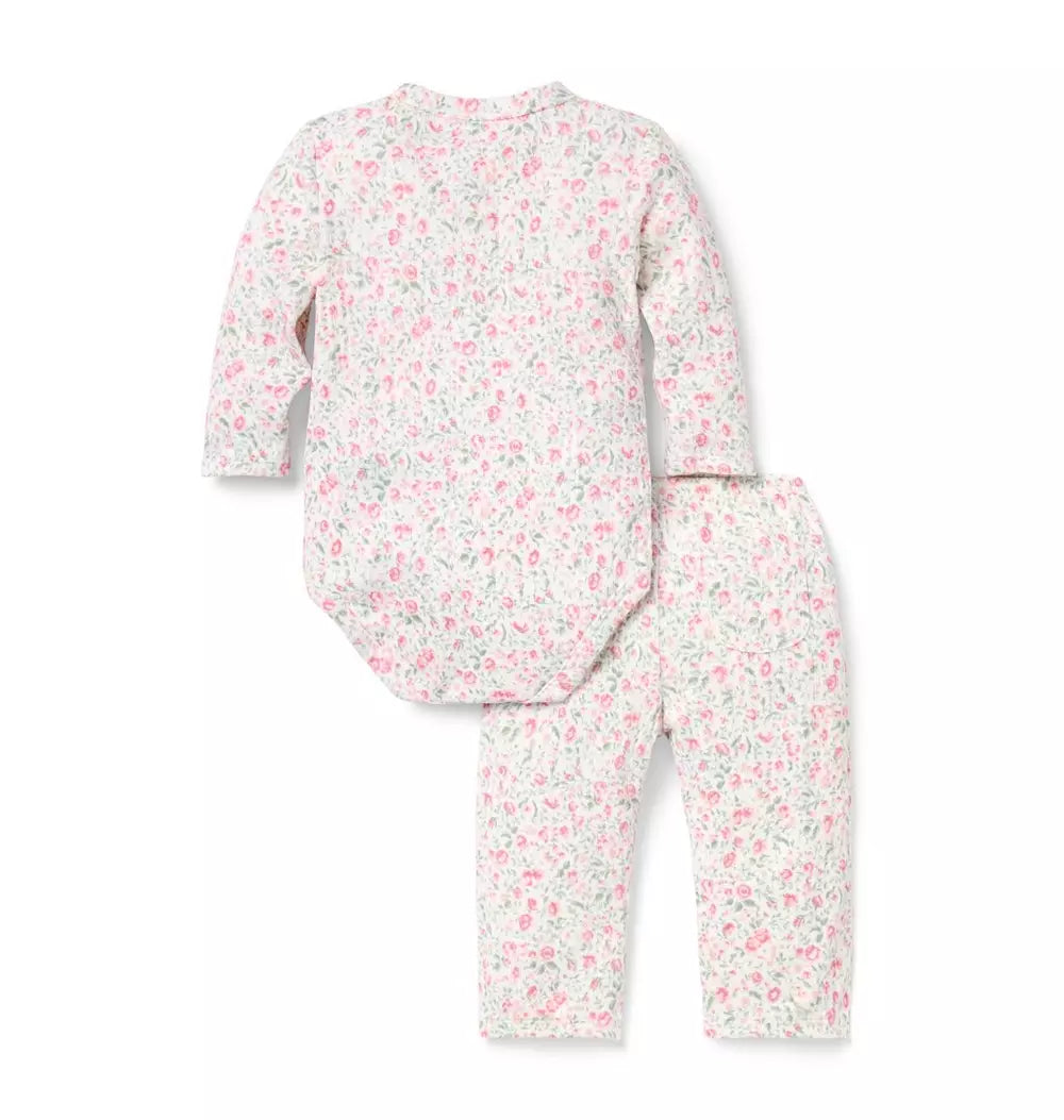 JANIE & JACK BEBE NIÑO CONJ DE PANTALON FLORAL PINK