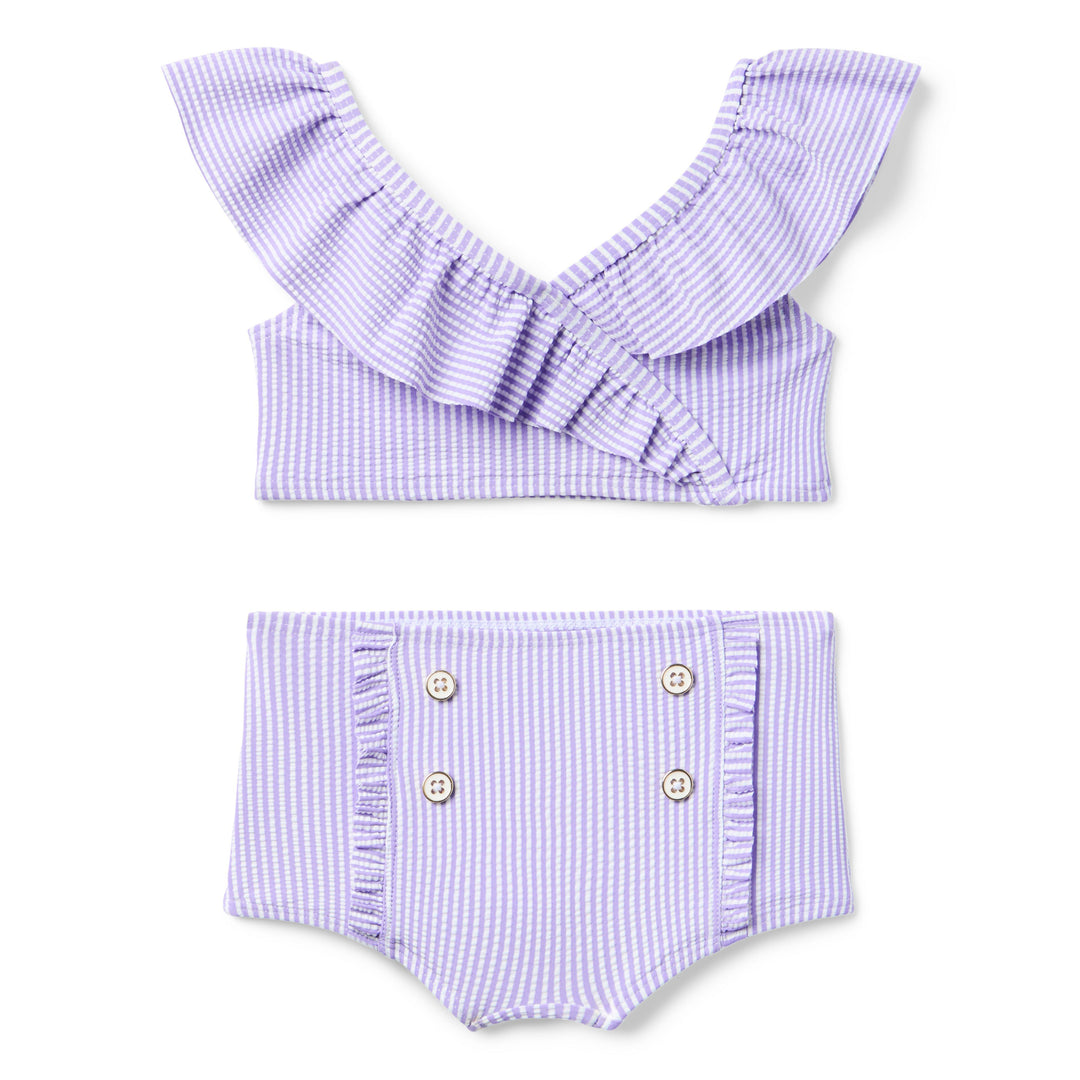 Janie &amp; Jack Vestido de Baño Retro Stripe Purple para Niña