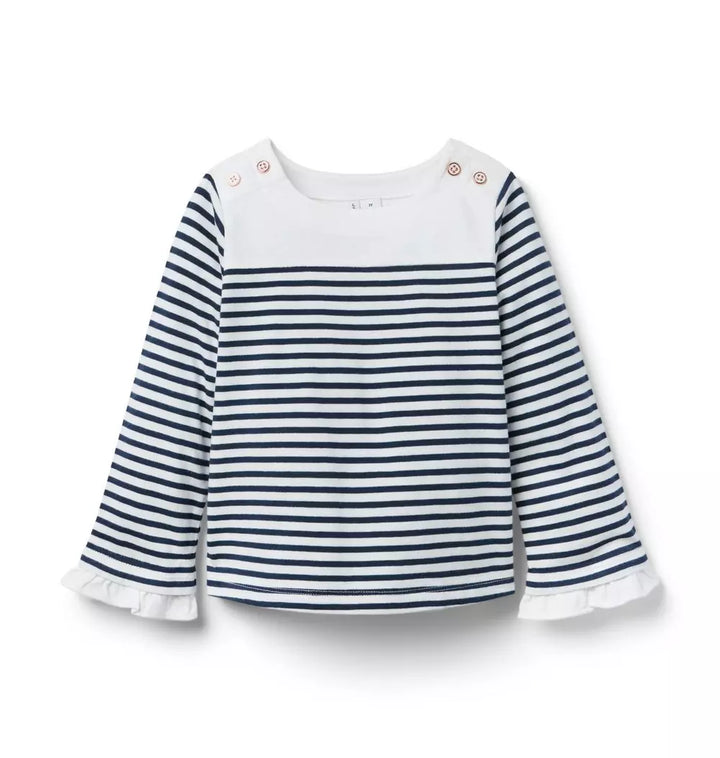 JANIE & JACK NIÑA TSHIRT STRIPED BELL M/L WHITE