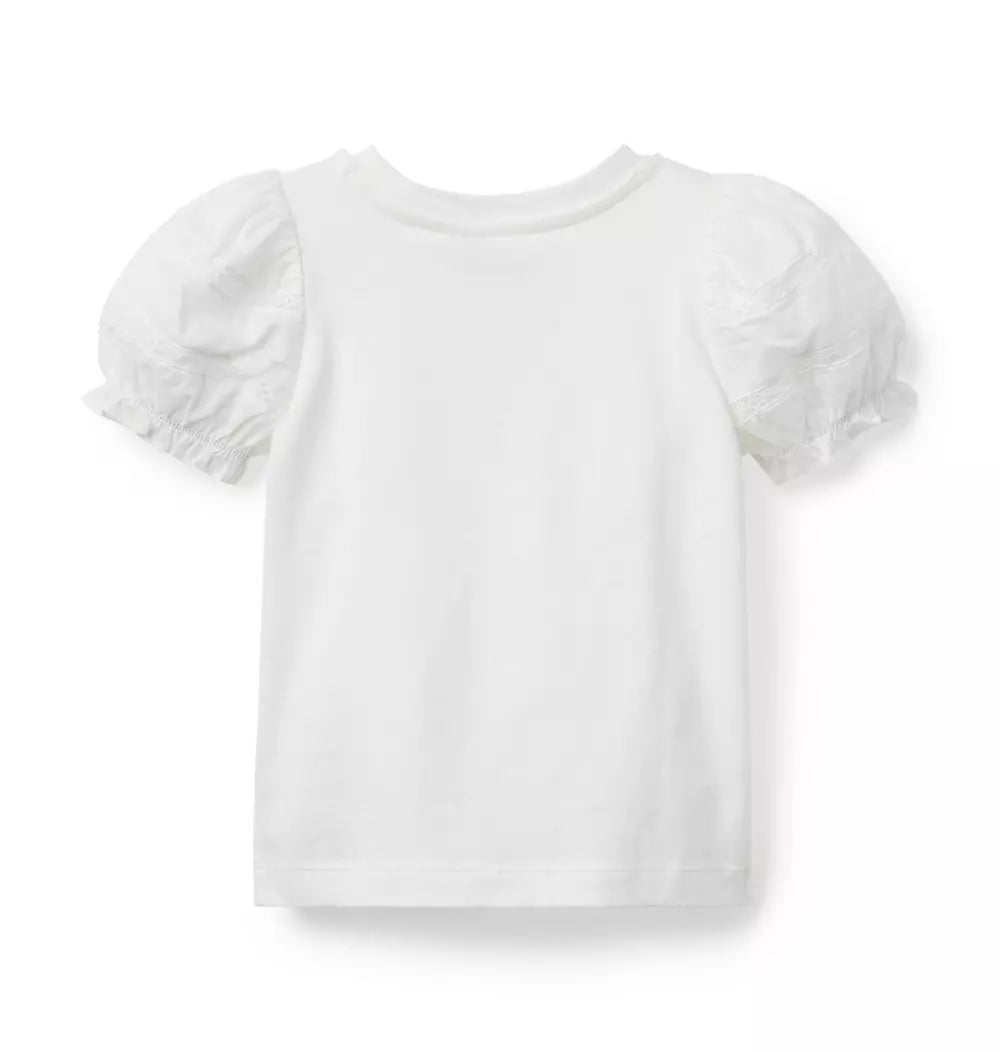 JANIE & JACK NIÑA TSHIRT LACE PUFF M/C WHITE