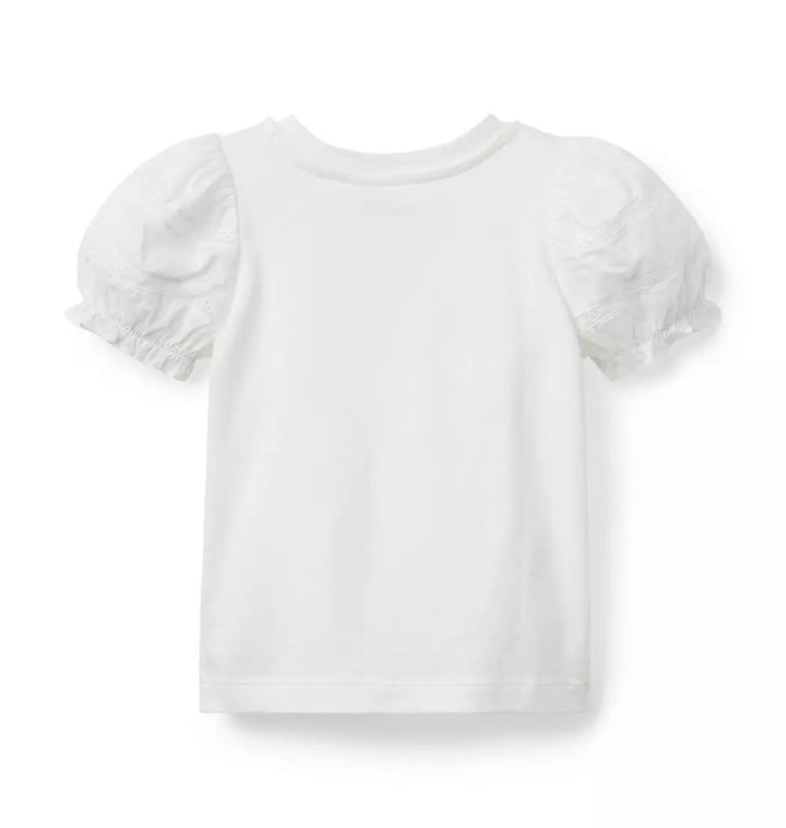 JANIE & JACK NIÑA TSHIRT LACE PUFF M/C WHITE