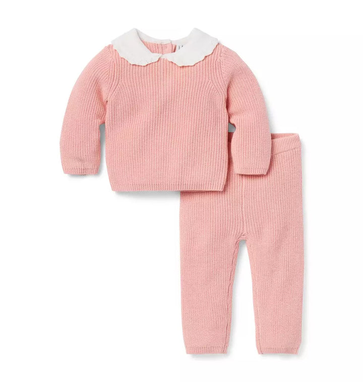 JANIE & JACK BEBE NIÑA CONJ. DE PANTALON CROCHET COLLAR PINK