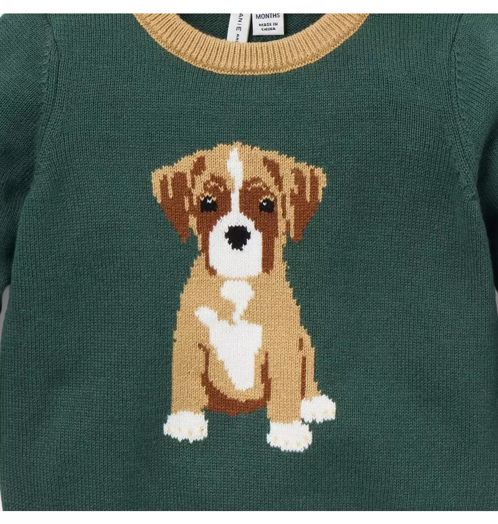JANIE & JACK BEBE NIÑO TSHIRT DOG ICON GREEN