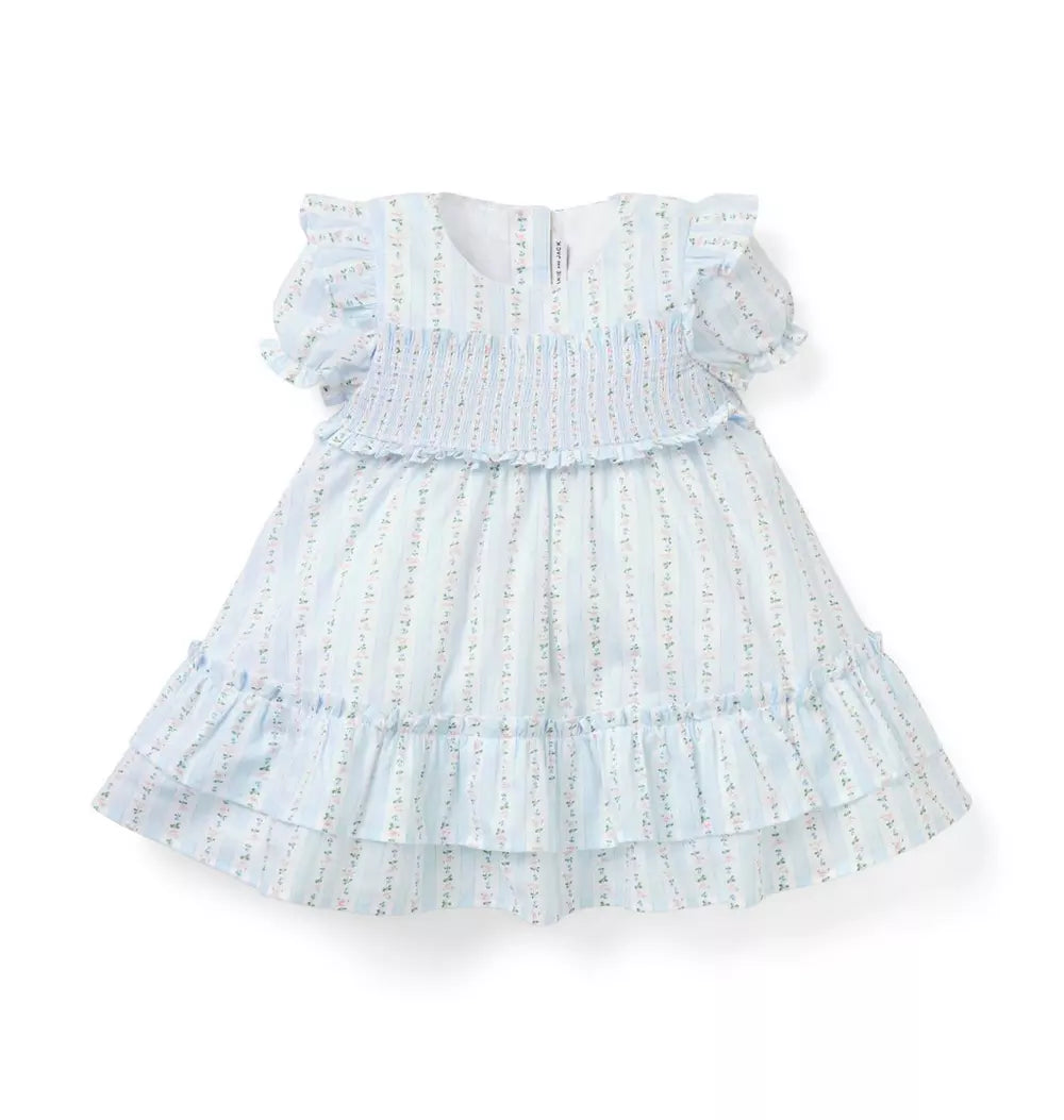 JANIE & JACK BEBE NIÑA VESTIDO FLORAL BLUE