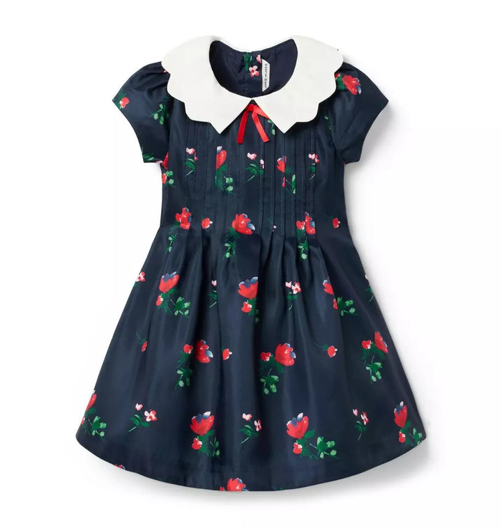 JANIE & JACK NIÑA VESTIDO FLORAL COLLAR NAVY