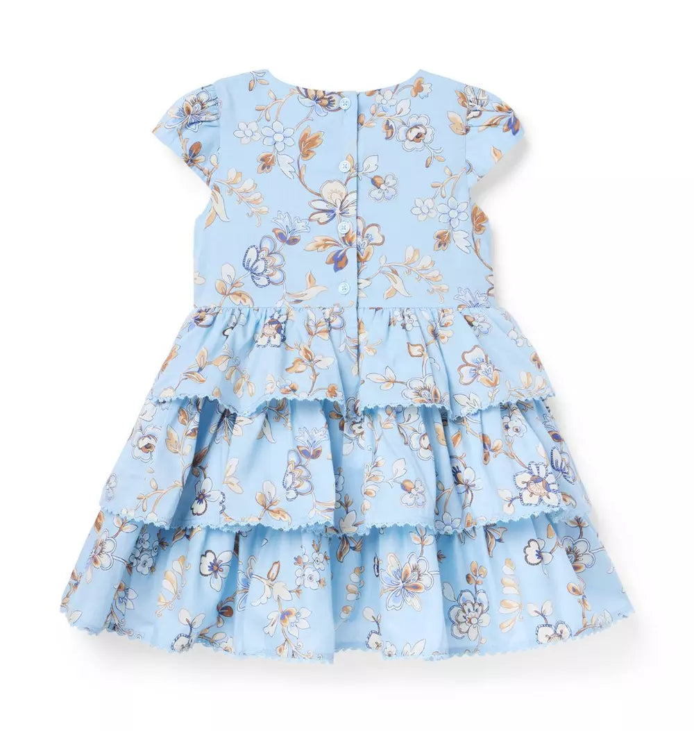 JANIE & JACK NIÑA VESTIDO FLORAL TIERED BLUE