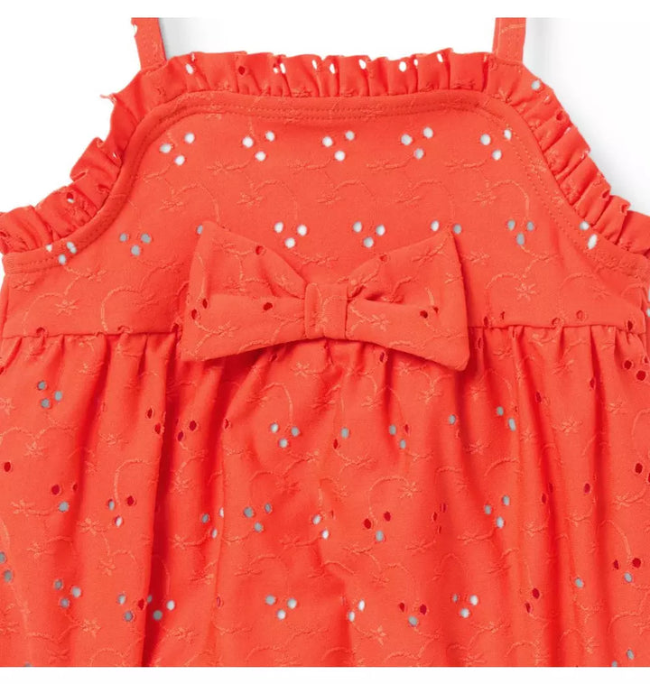 JANIE & JACK BEBE NIÑA VESTIDO DE BAÑO RED EYELET BOW