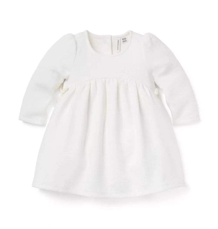 JANIE & JACK BEBE NIÑA VESTIDO MATELASSE M/L IVORY