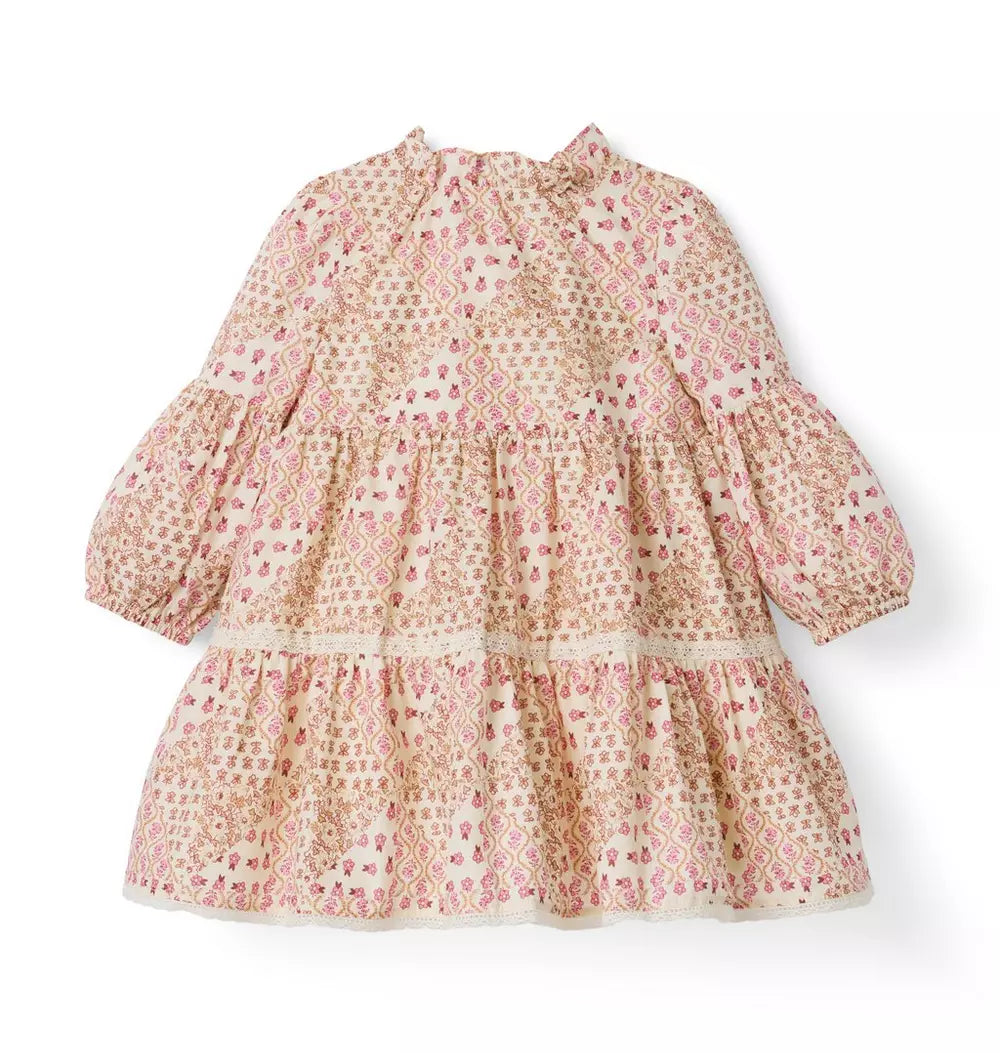 JANIE & JACK NIÑA VESTIDO PATCHWORK FLORAL