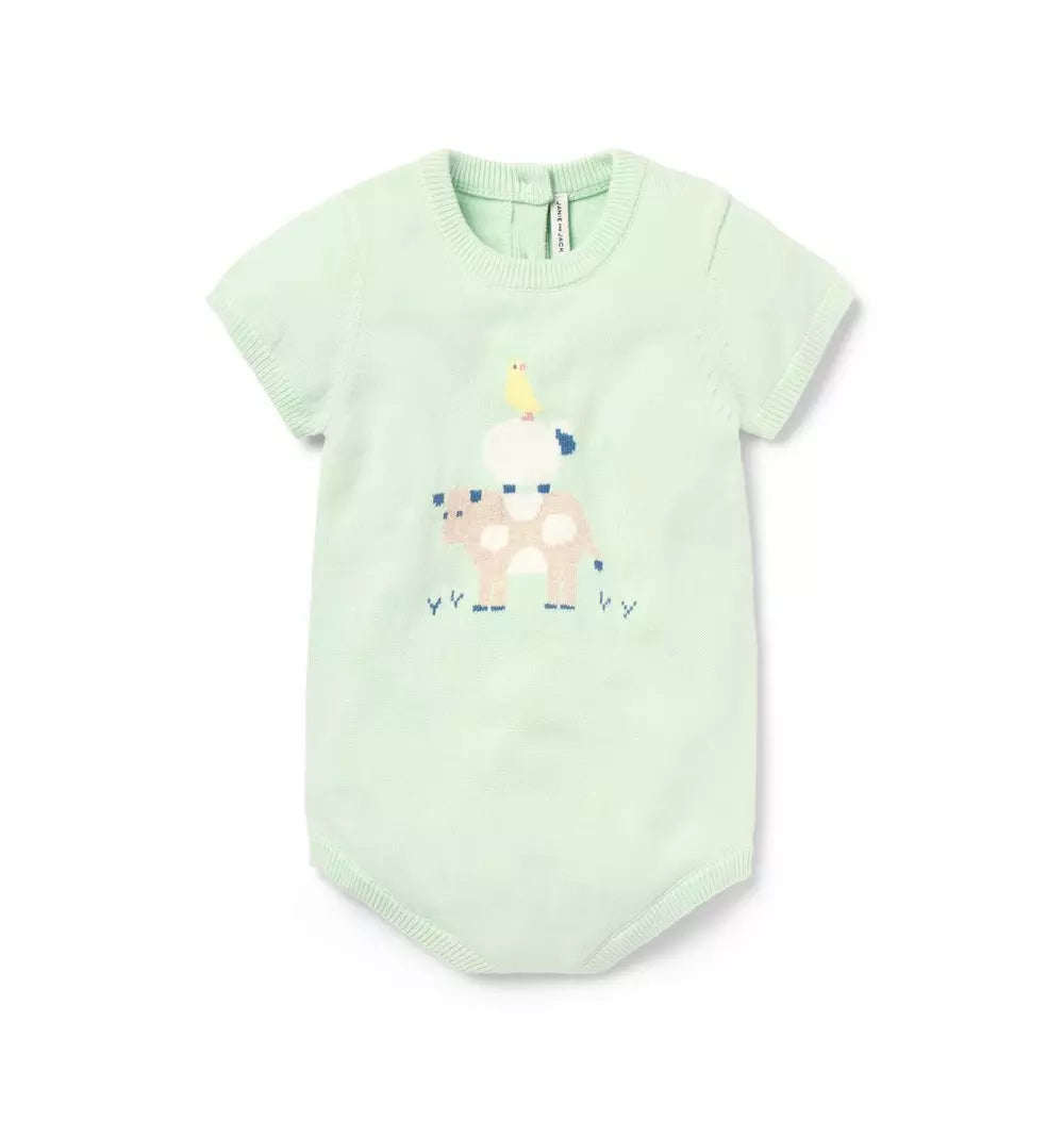 JANIE & JACK BEBE NIÑO ROMPER MISTY GREEN