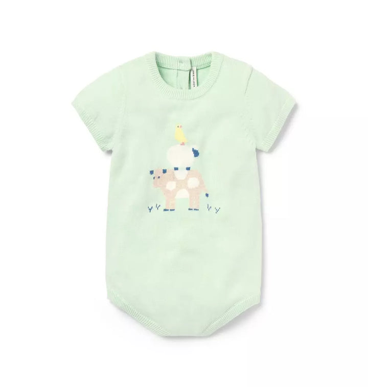 JANIE & JACK BEBE NIÑO ROMPER MISTY GREEN