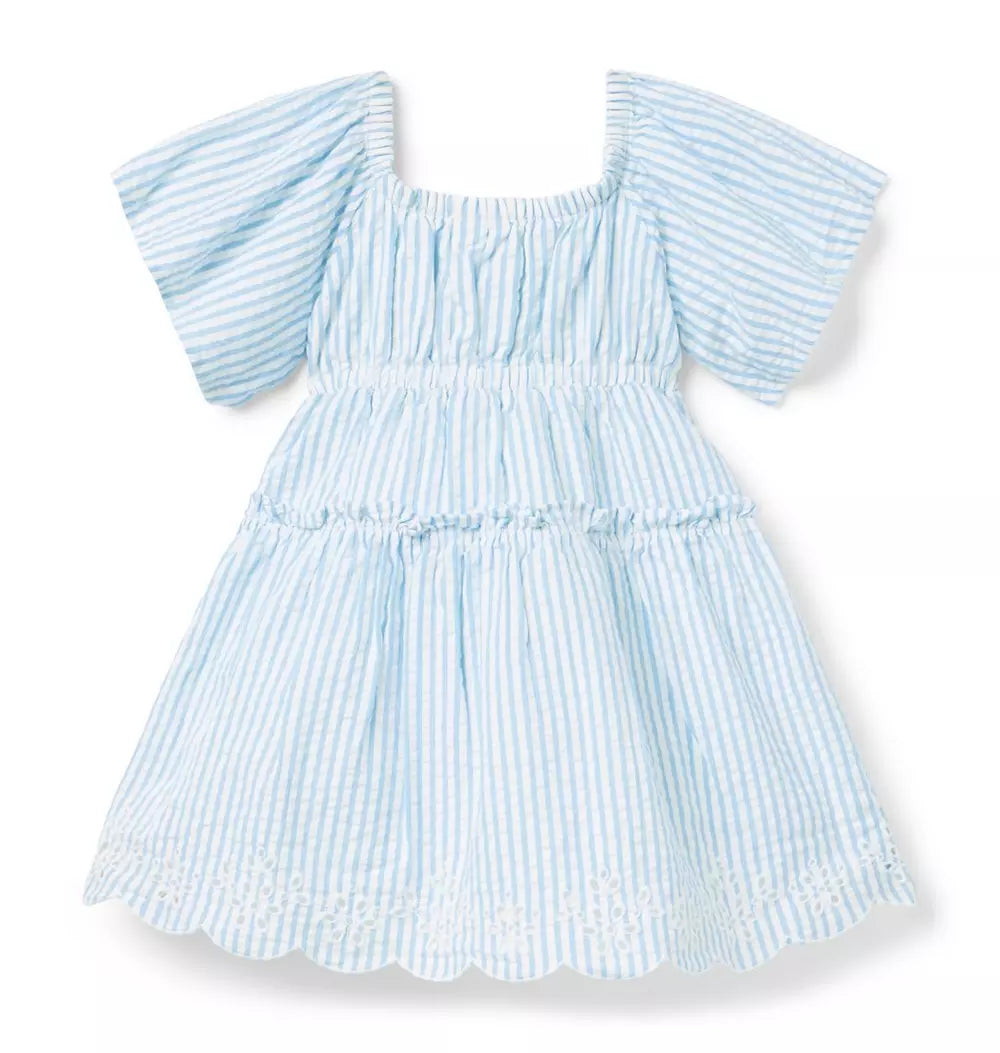 JANIE & JACK NIÑA VESTIDO STRIPED SEERSUCKER