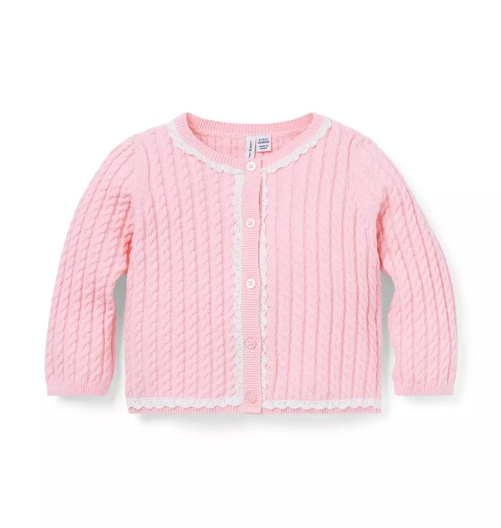 JANIE & JACK BEBE NIÑO TSHIRT CABLE TRIM PINK