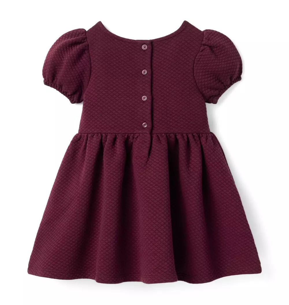 JANIE & JACK NIÑA VESTIDO QUILTED BOW DARK PURPLE