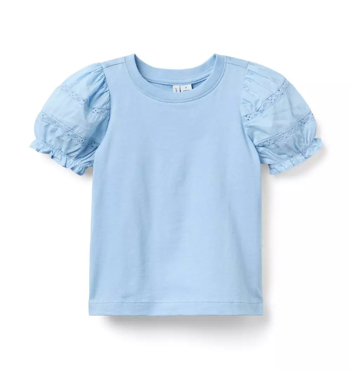 JANIE & JACK NIÑA TSHIRT LACE PUFF M/C BLUE