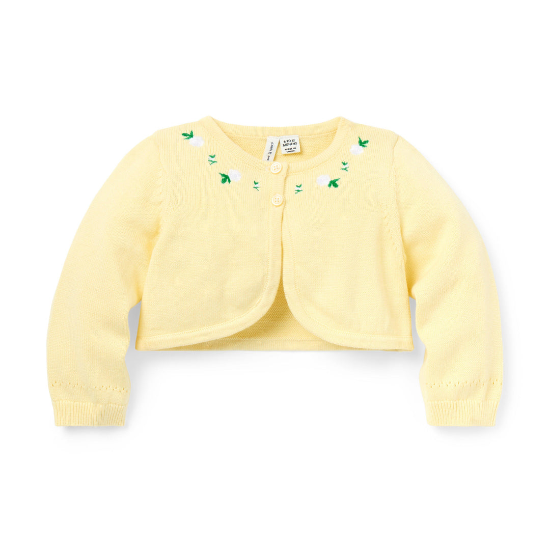 Janie &amp; Jack Cardigan Embrd Floral Crop Yellow para Bebé Niña