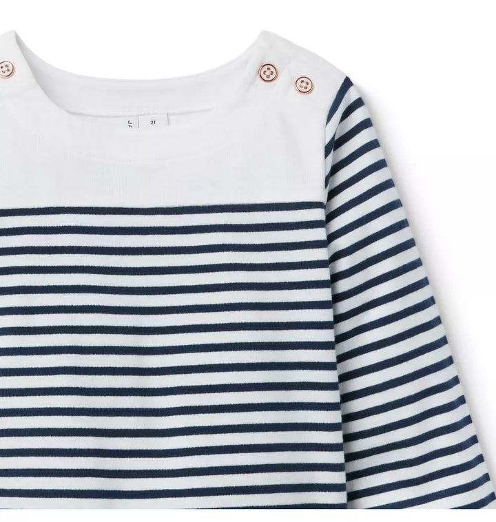JANIE & JACK NIÑA TSHIRT STRIPED BELL M/L WHITE