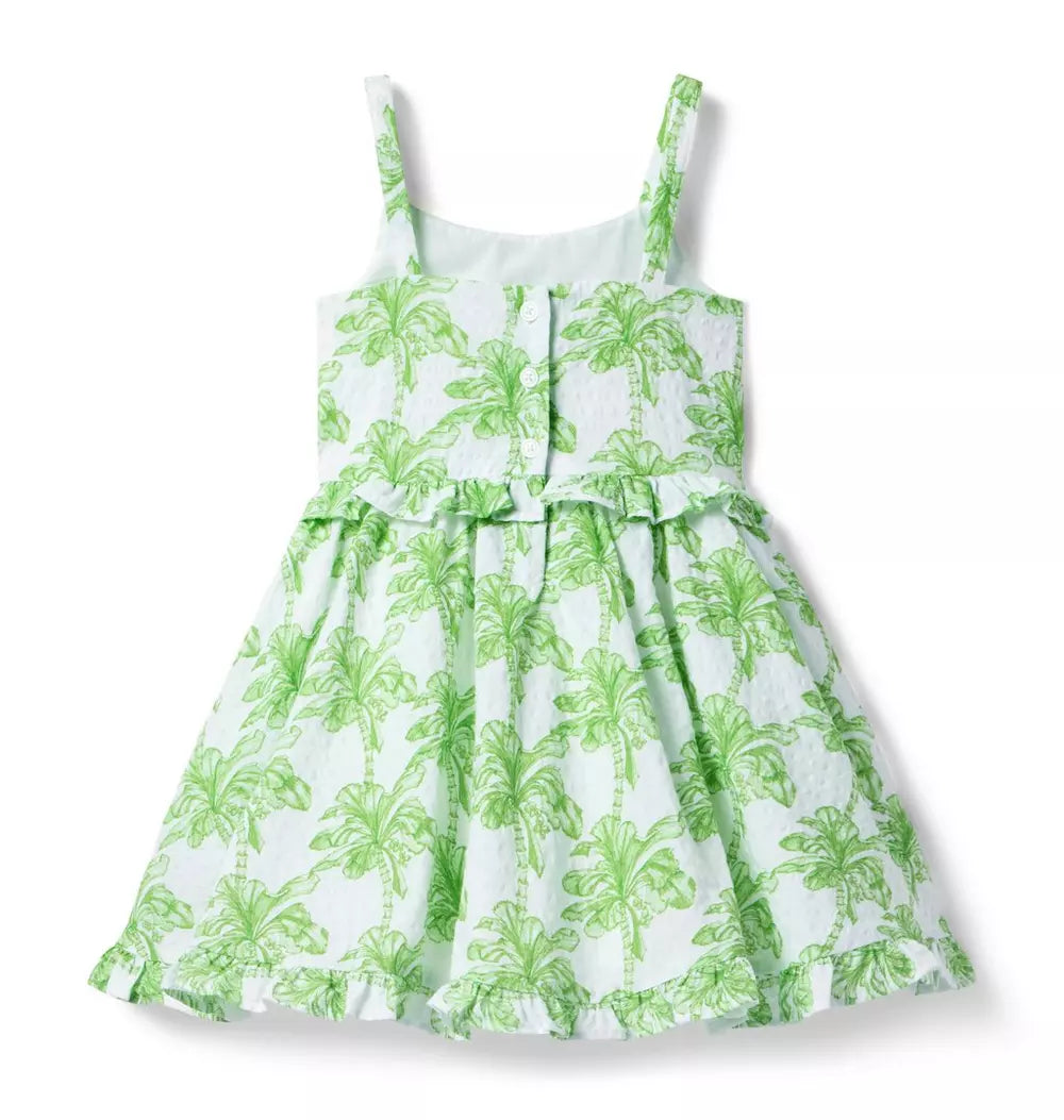 JANIE & JACK NIÑA VESTIDO PALM GREEN/WHITE