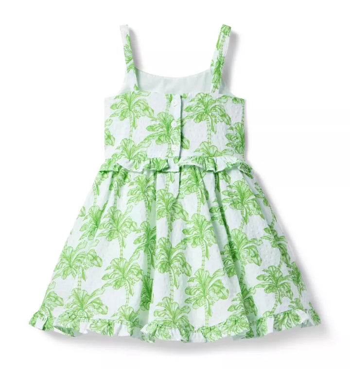 JANIE & JACK NIÑA VESTIDO PALM GREEN/WHITE