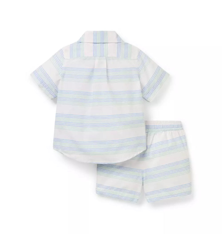 JANIE & JACK BEBE NIÑO CONJ DE SHORT STRIPED BLUE
