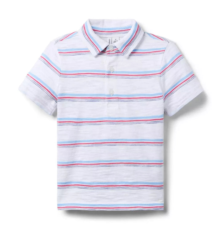 JANIE & JACK NIÑO POLO WHITE STRIPE MULTICOLOR