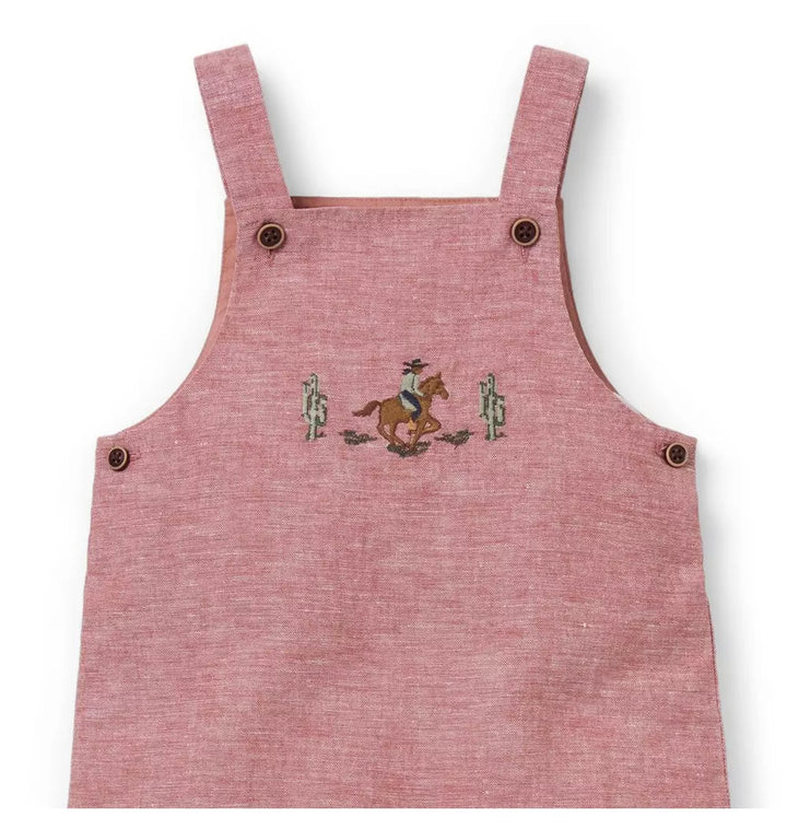 JANIE & JACK BEBE NIÑA OVEROL RUST HORSE ICON PINK