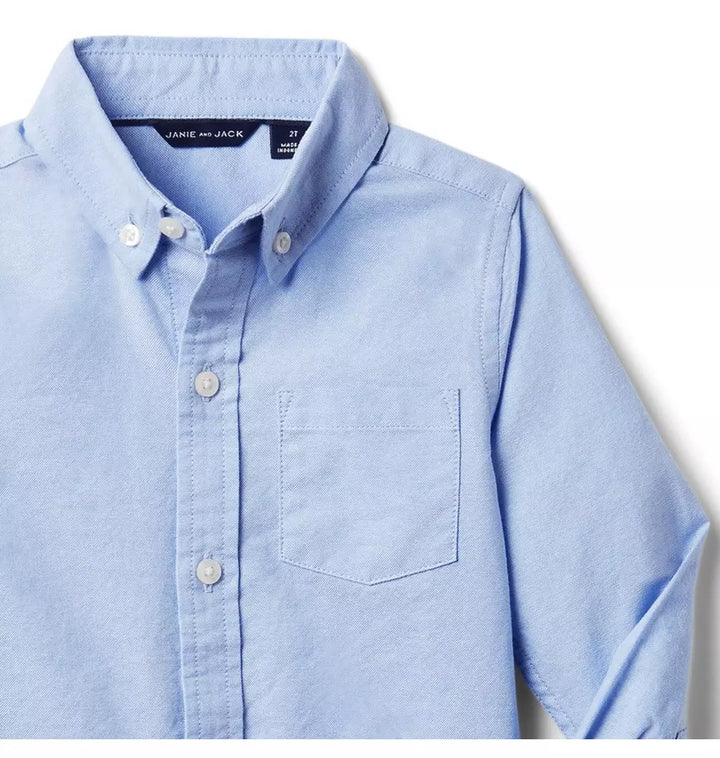 JANIE & JACK NIÑO CAMISA OXFORD BUTTON UP M/L BLUE