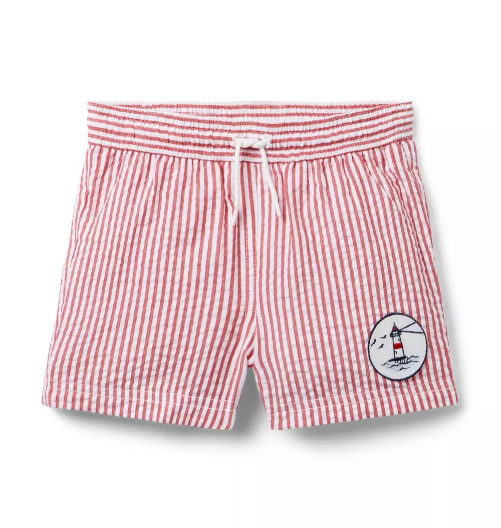 JANIE & JACK NIÑO VEST. BAÑO SHORT RED STRIPE