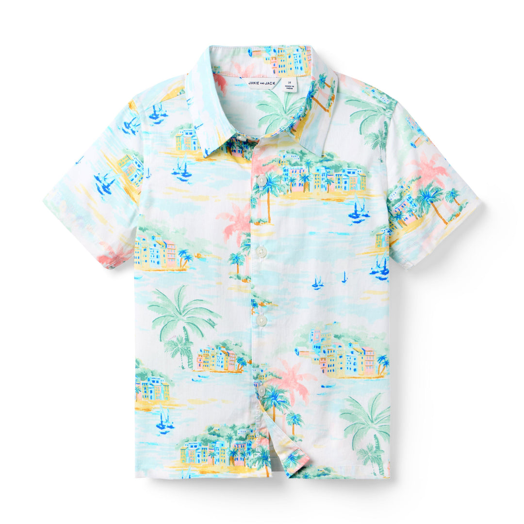 Janie &amp; Jack Camisa Palm Scenic M/c para Niño