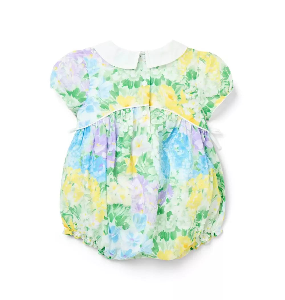 JANIE & JACK BEBE NIÑO ROMPER FLORAL GREEN