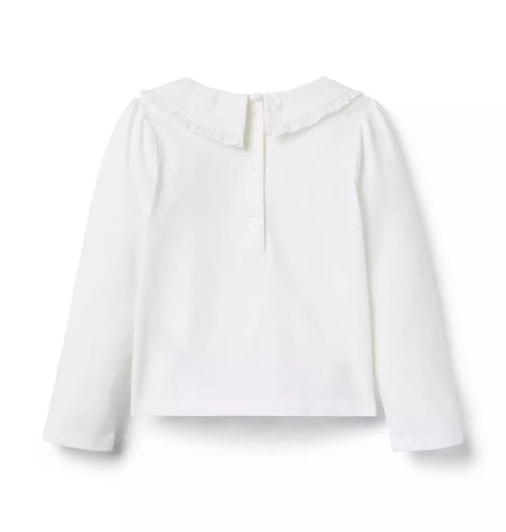 JANIE & JACK NIÑA BLUSA RUFFLE COLLAR M/L WHITE