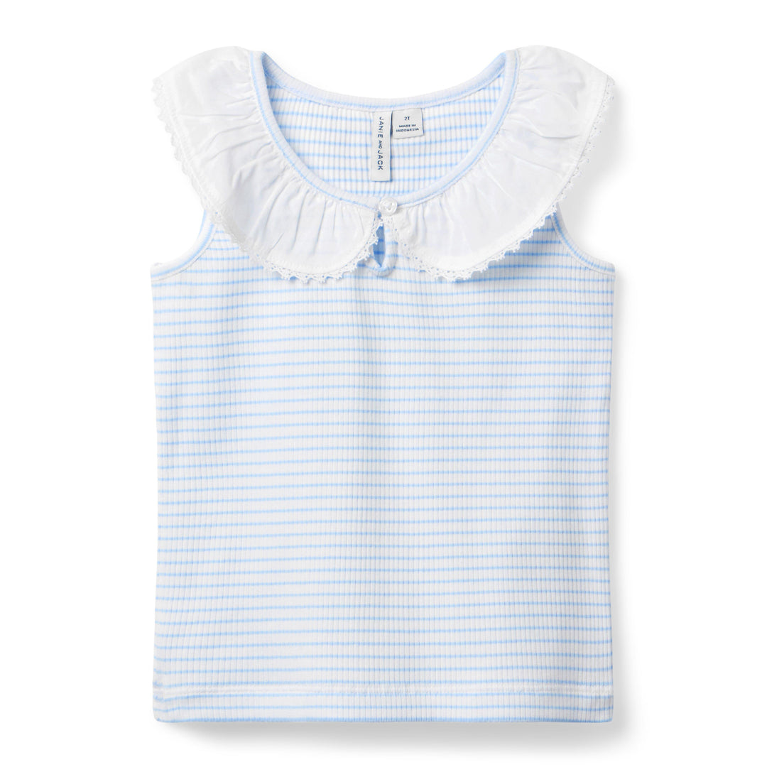 Janie &amp; Jack Blusa Stripe Collar Blue para Niña