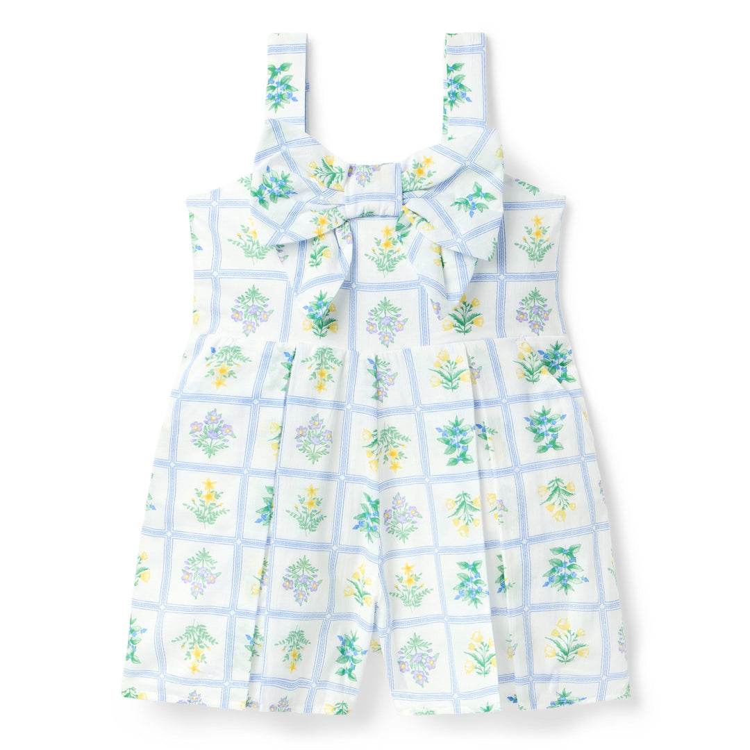 Janie &amp; Jack Romper Grid Print Opt White para Niña