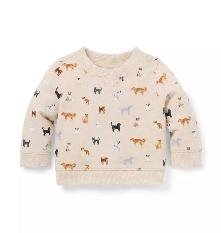 JANIE & JACK BEBE NIÑO TSHIRT DOG ICON TERRY KHAKI