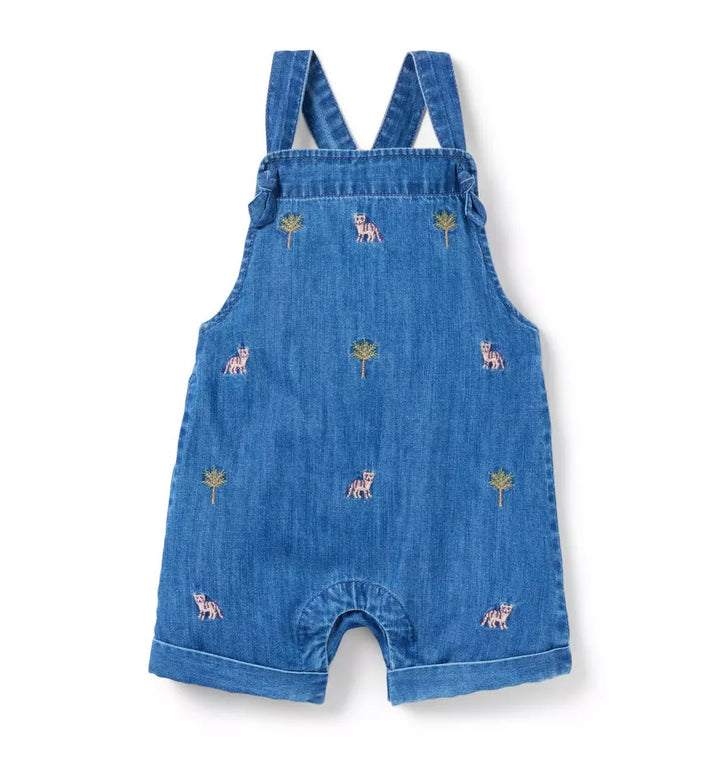 JANIE & JACK BEBE NIÑO OVEROL BLUE TIGER PALM KNOT
