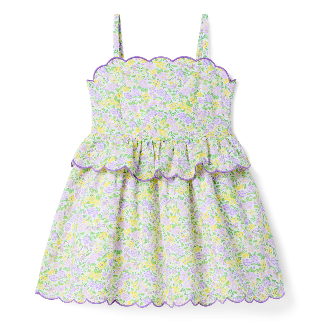 Janie &amp; Jack Vestido Ditsy Floral Scallop Estr para Niña